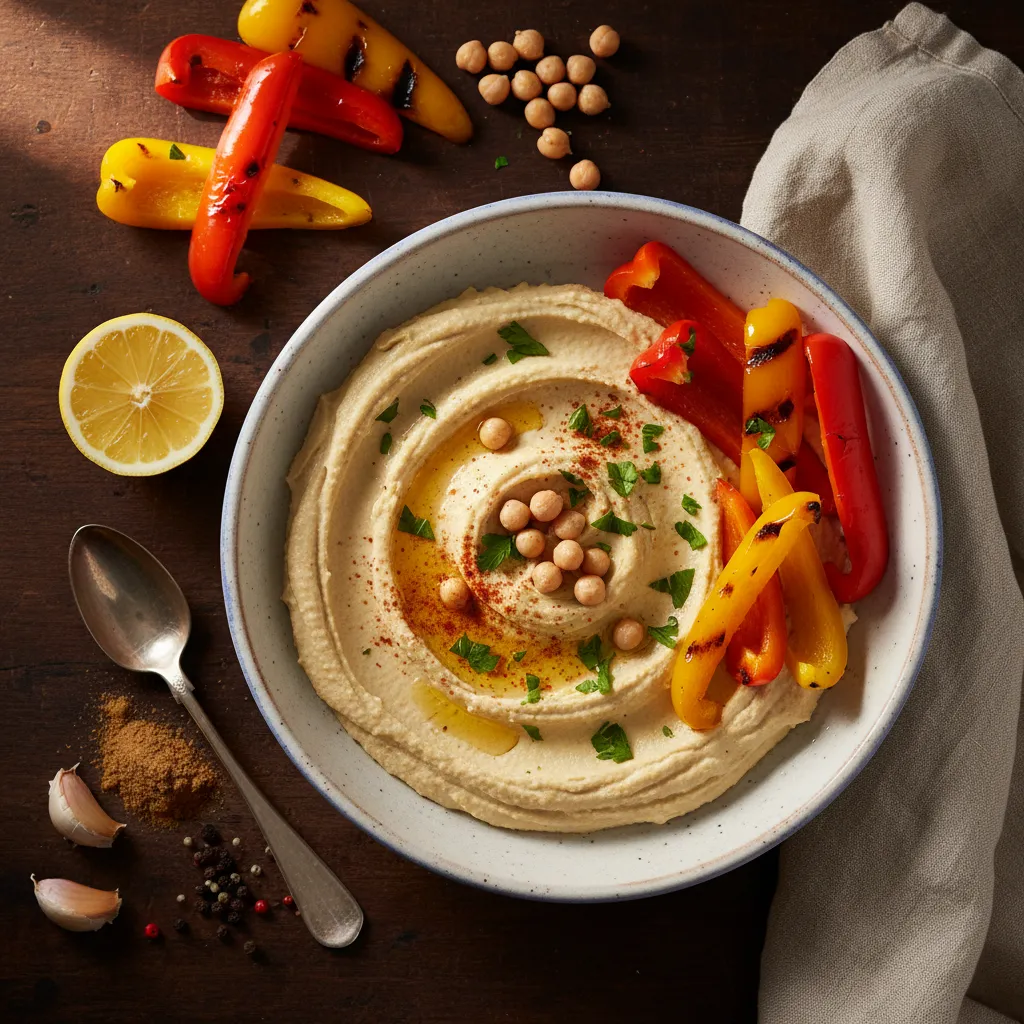 Bell Pepper and Hummus, a diabetes-friendly Mediterranean recipe