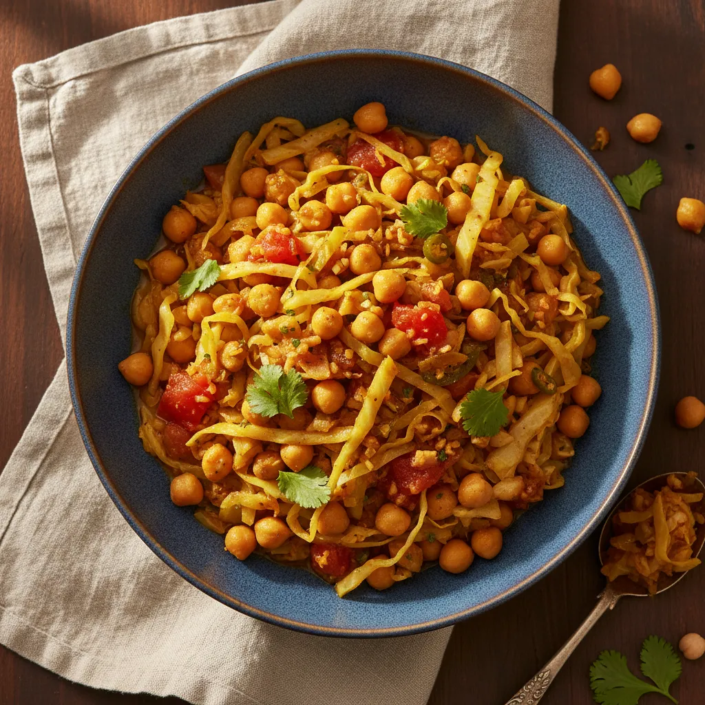 Cabbage and Chickpea Curry, a diabetes-friendly Indian recipe