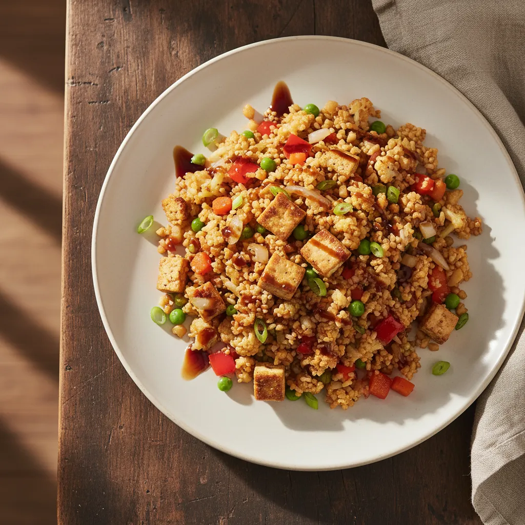 Cauliflower Fried Rice with Tofu and Tamari Sauce