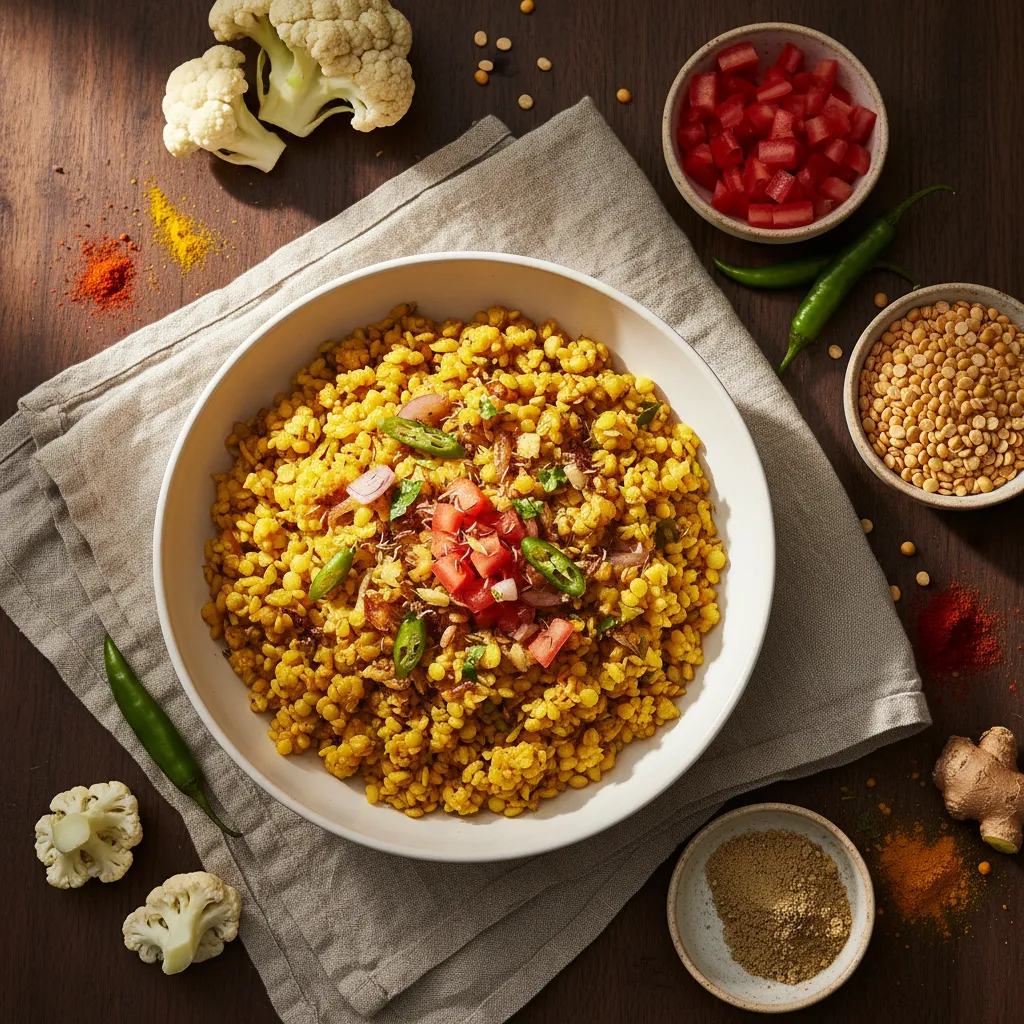 Cauliflower Rice with Dal Tadka, a diabetes-friendly Indian lentil recipe