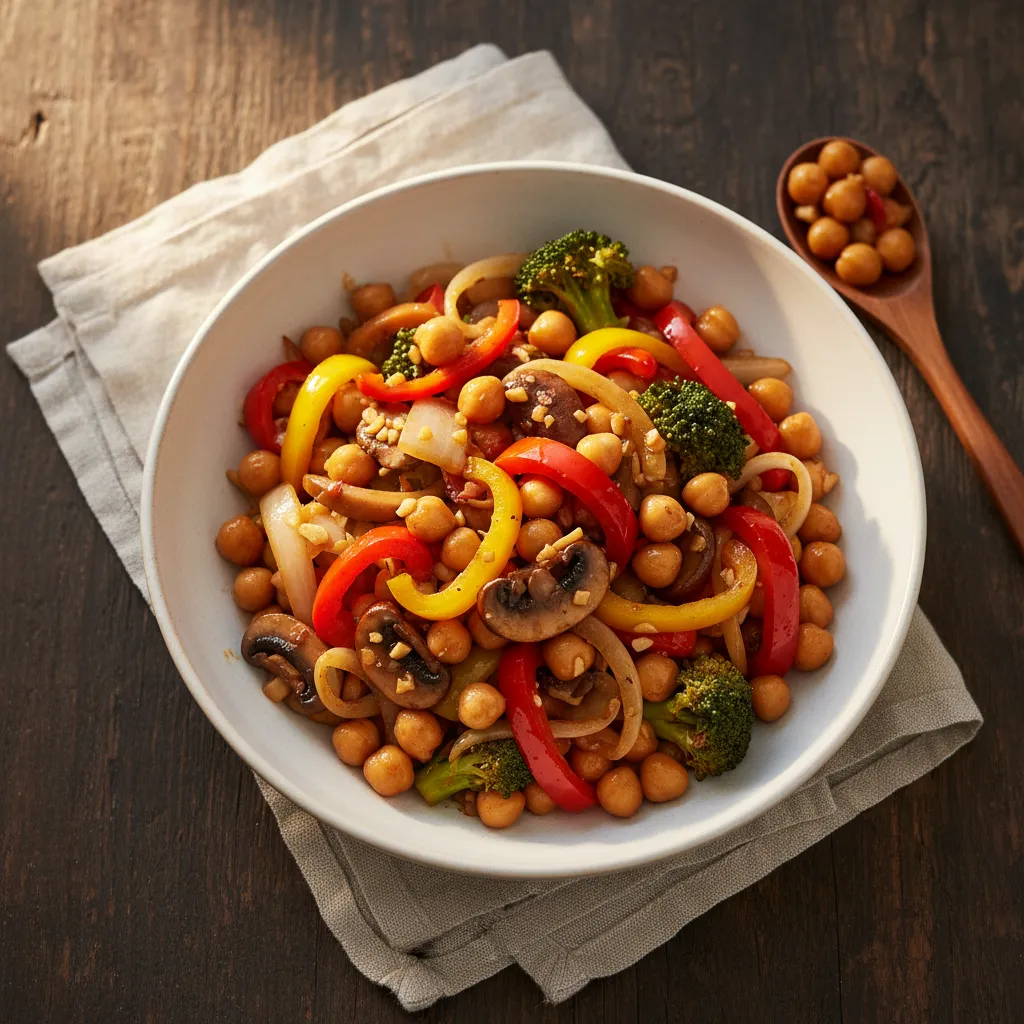 Chickpea and Vegetable Stir-Fry, a diabetes-friendly Chinese recipe