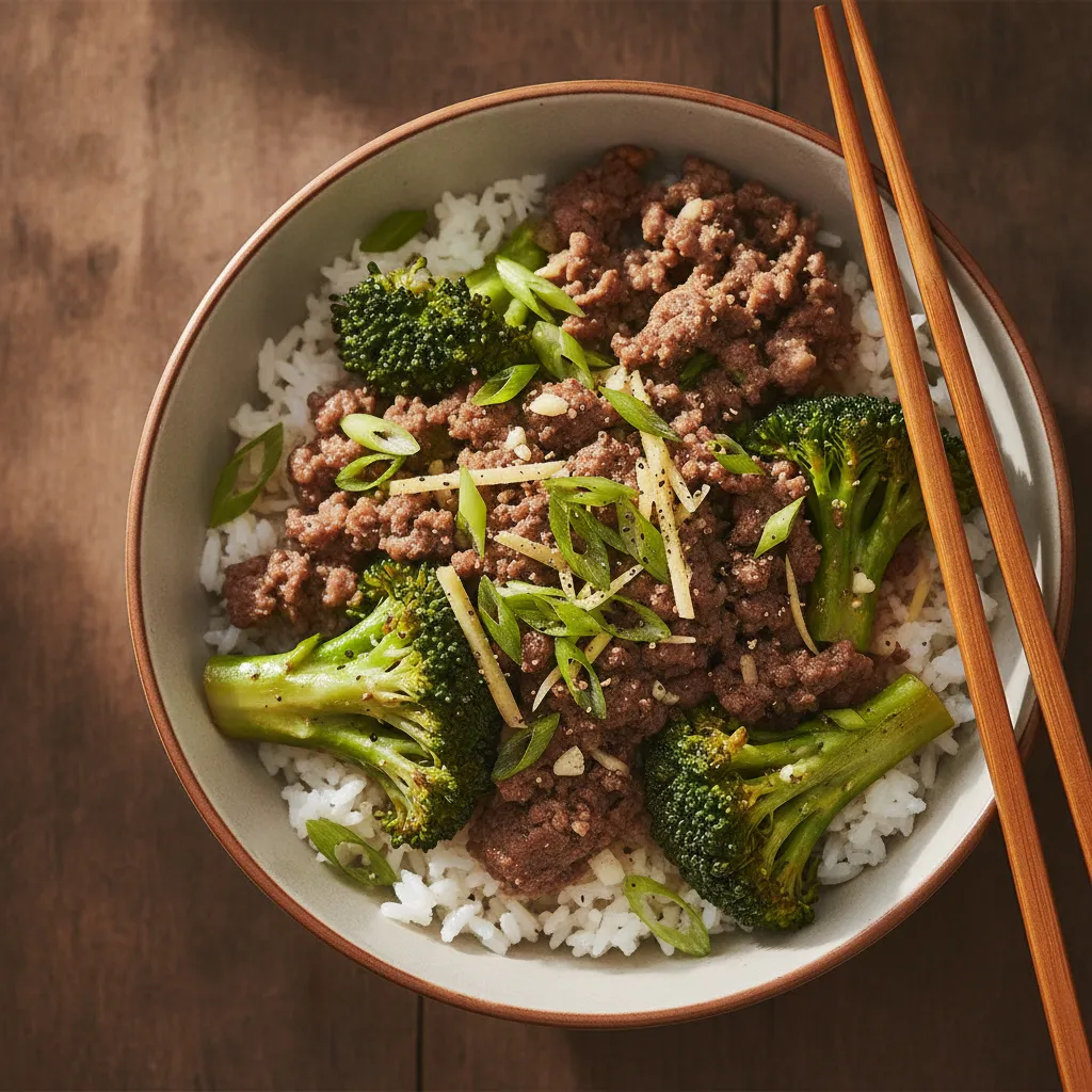 Ginger Beef and Broccoli with Rice