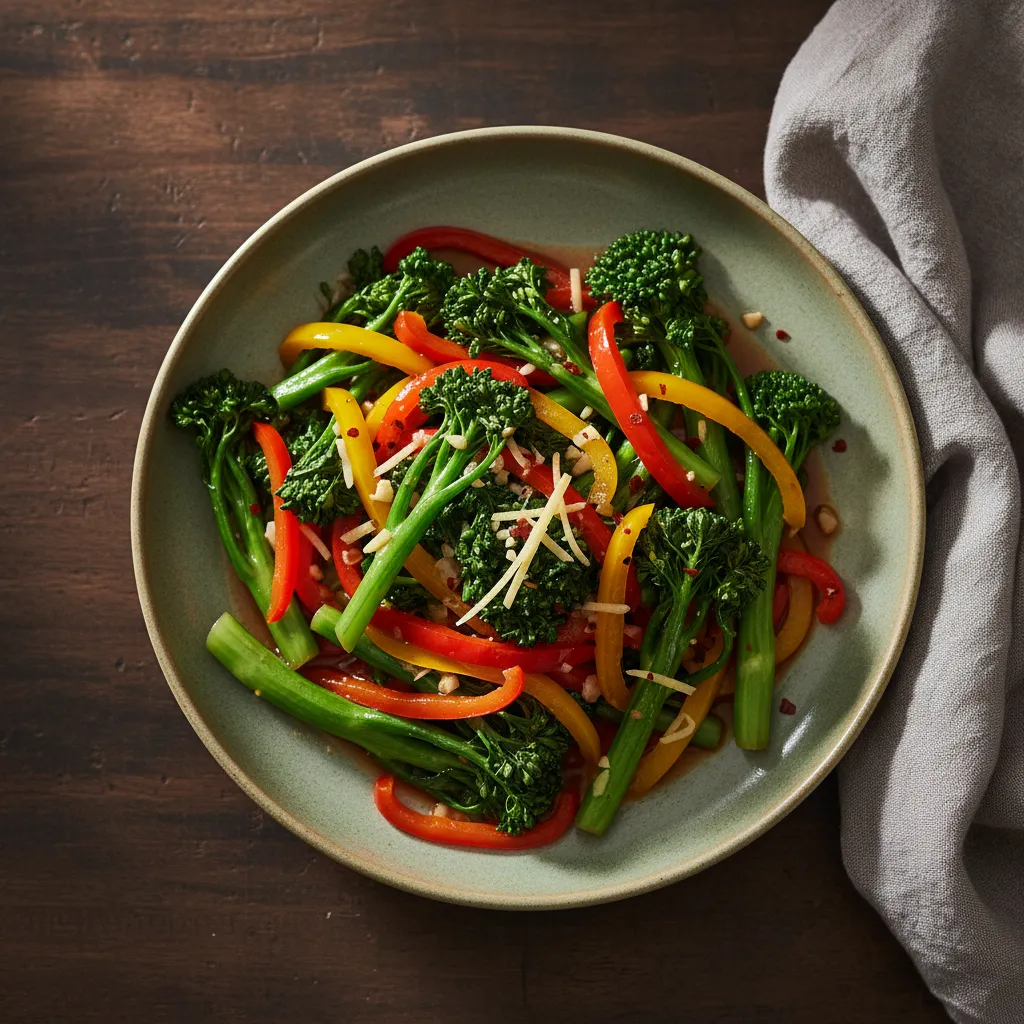 Chinese Broccoli and Bell Pepper Stir-Fry