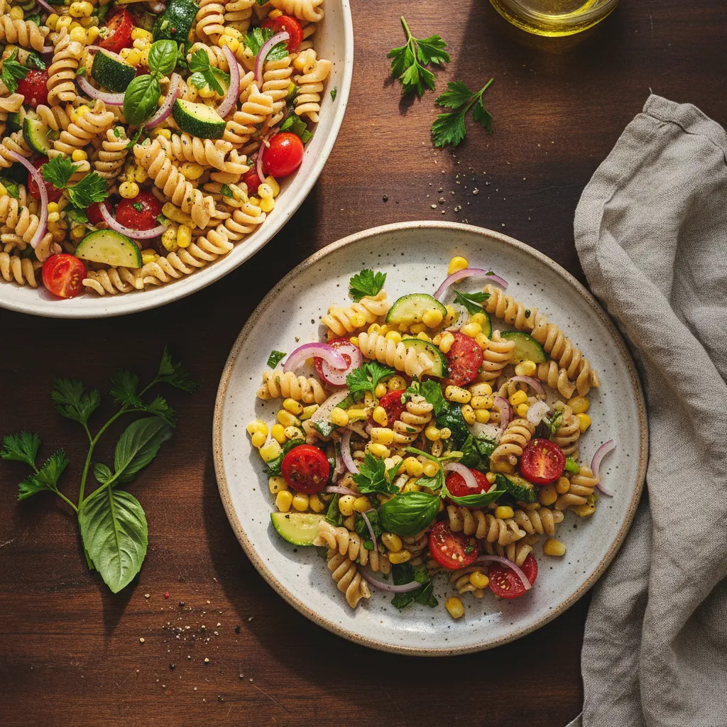 Corn and Zucchini Pasta Salad