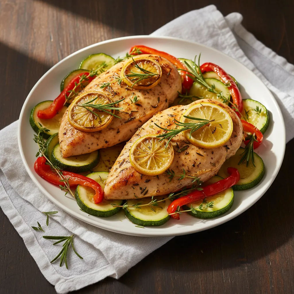 Herb-roasted chicken, a low-sodium dinner recipe