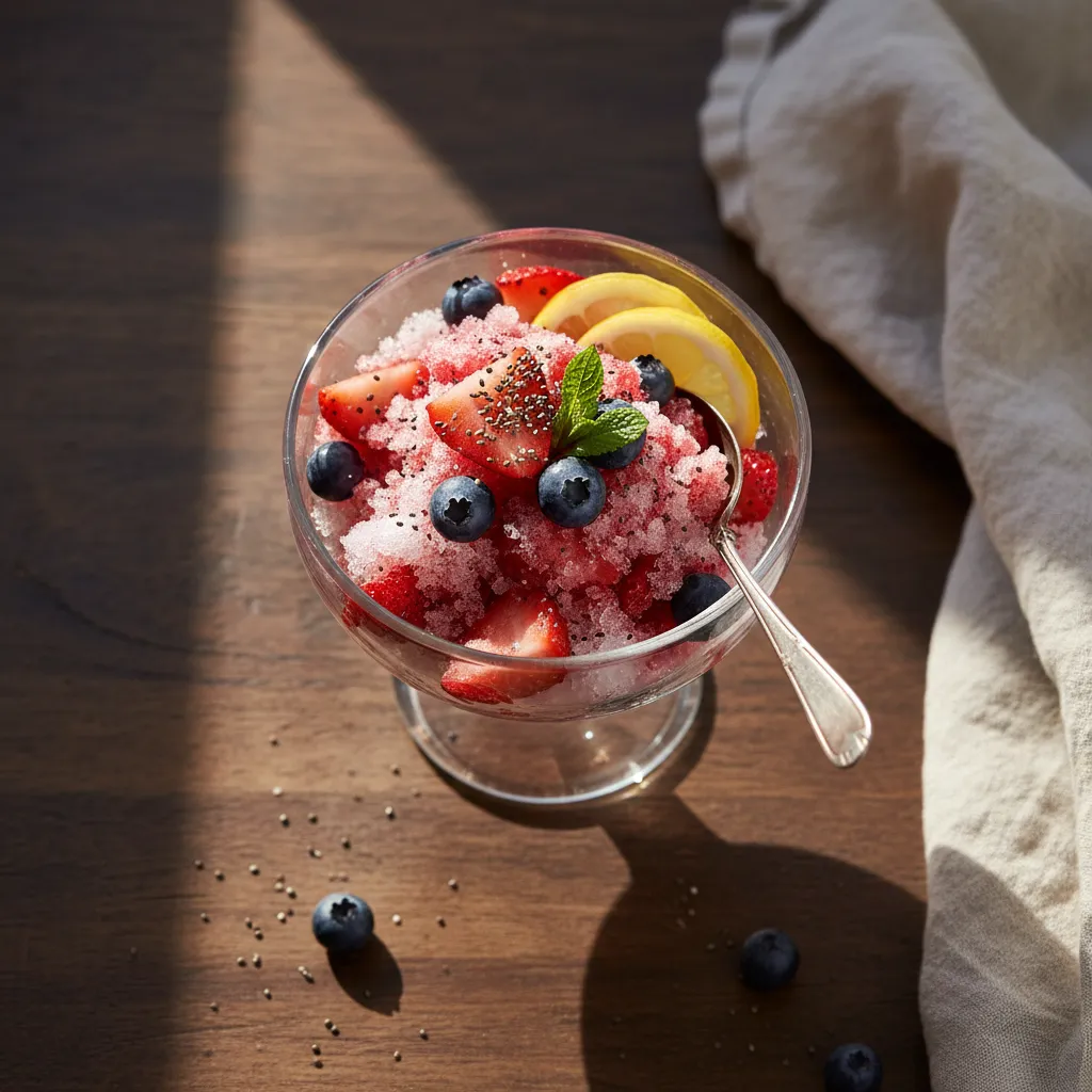 Italian berry granita, a low-sugar diabetic-friendly dessert