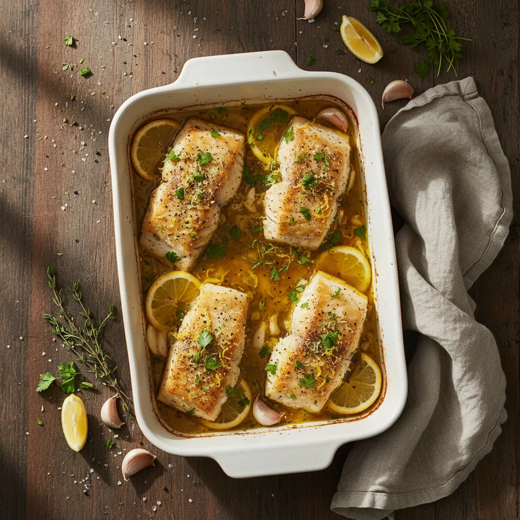 Greek-style Baked Cod with Lemon and Herbs