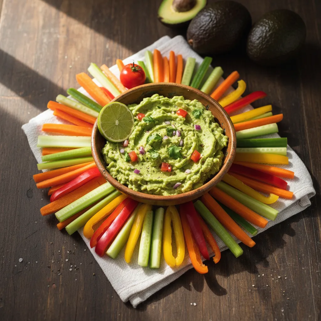 Guacamole with Veggie Sticks — 7.3g net carbs per serving
