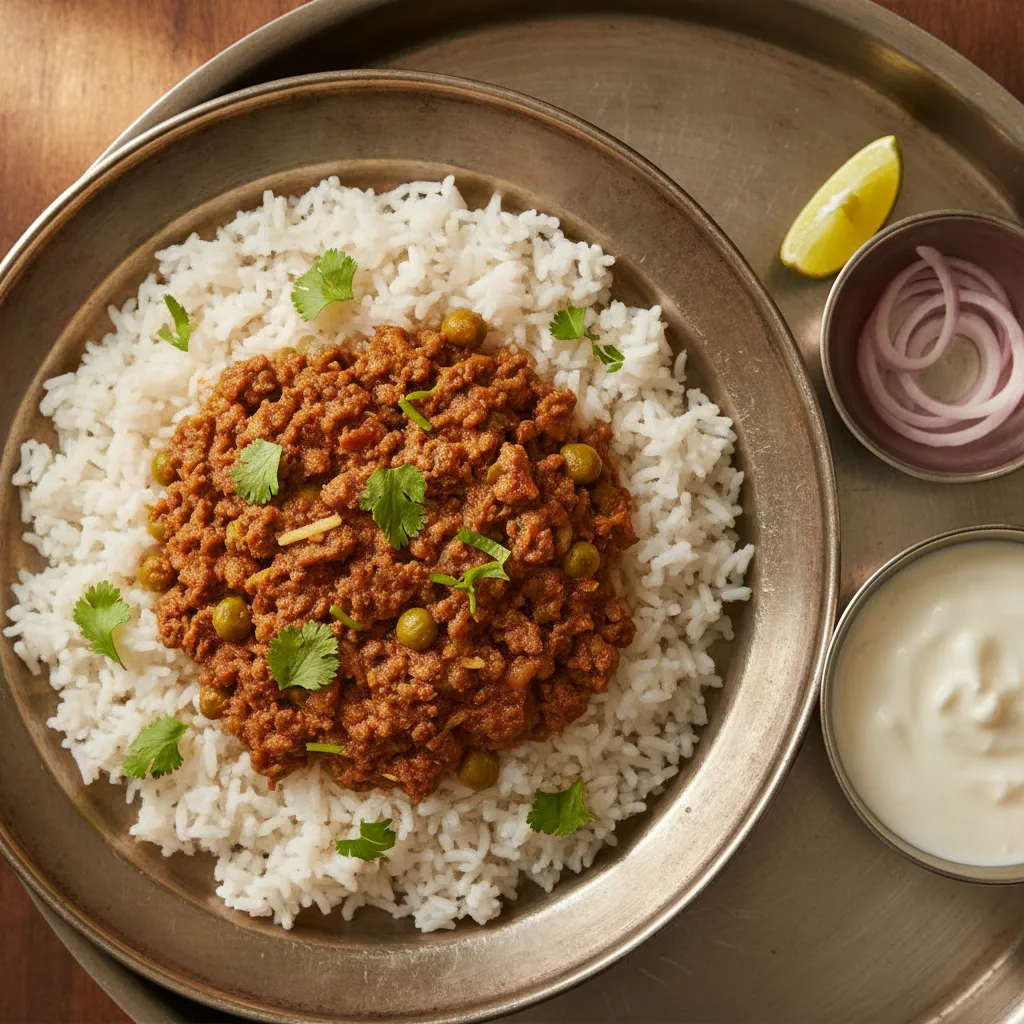 Light Keema Matar with Rice