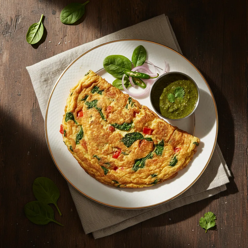 Indian Masala Omelette with Spinach — 11.2g net carbs per serving