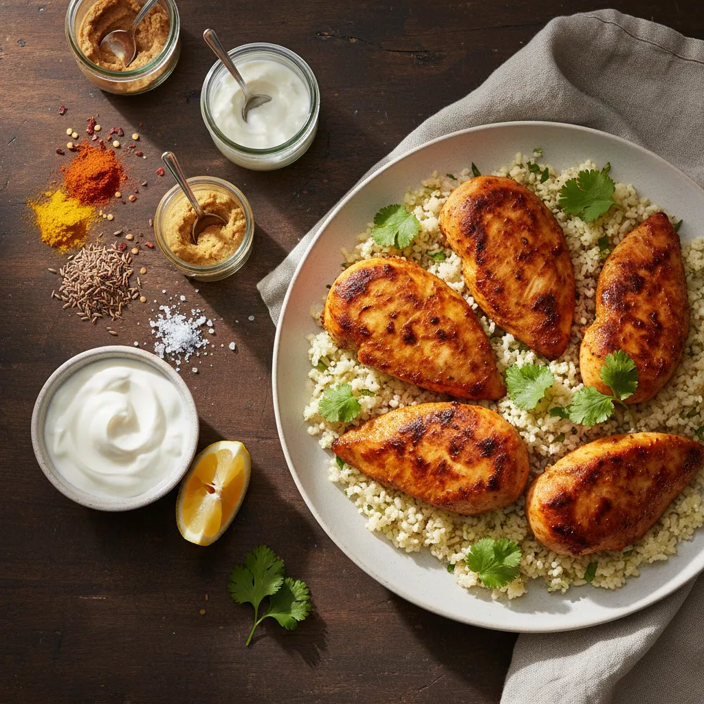 Indian Tandoori Chicken with Cauliflower Rice