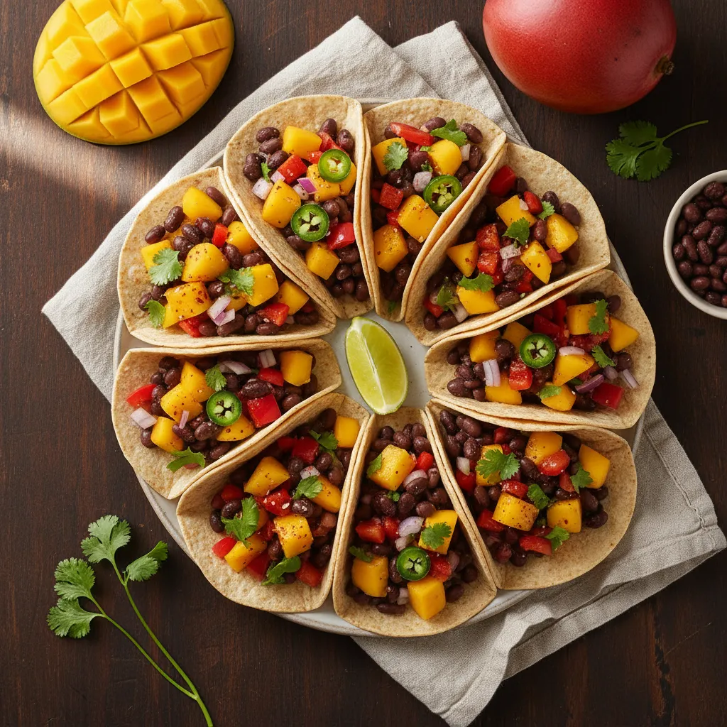 Mango and black bean tacos, a low-sodium dinner recipe