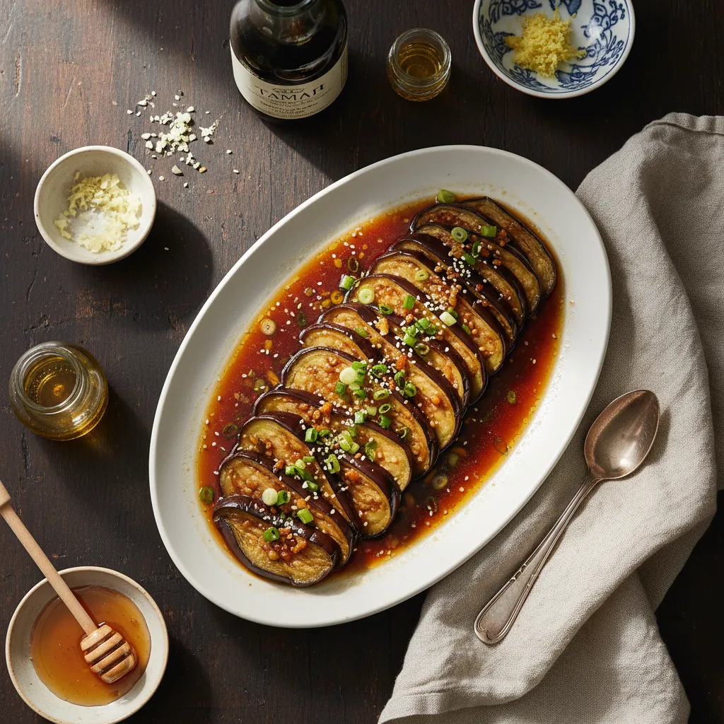 Steamed Eggplant with Garlic and Tamari