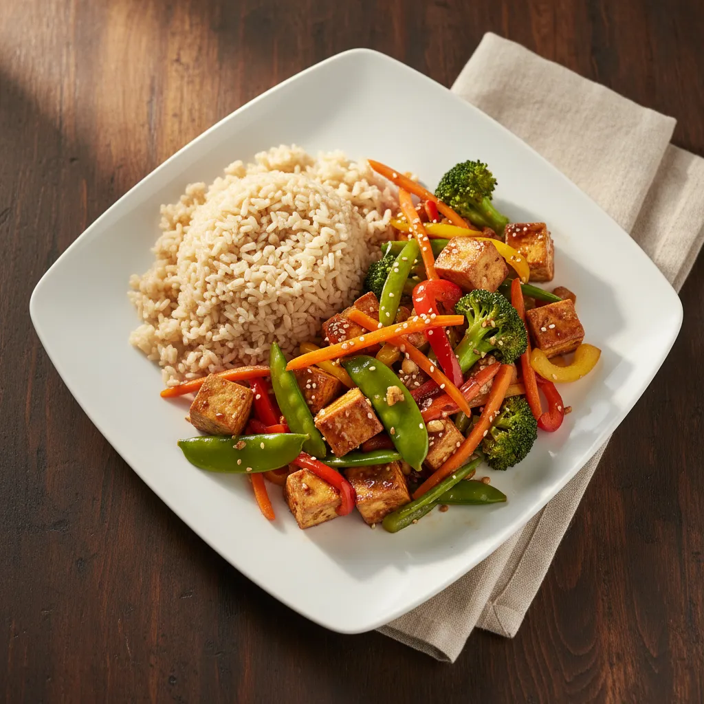 Stir-Fried Tofu with Vegetables and Brown Rice