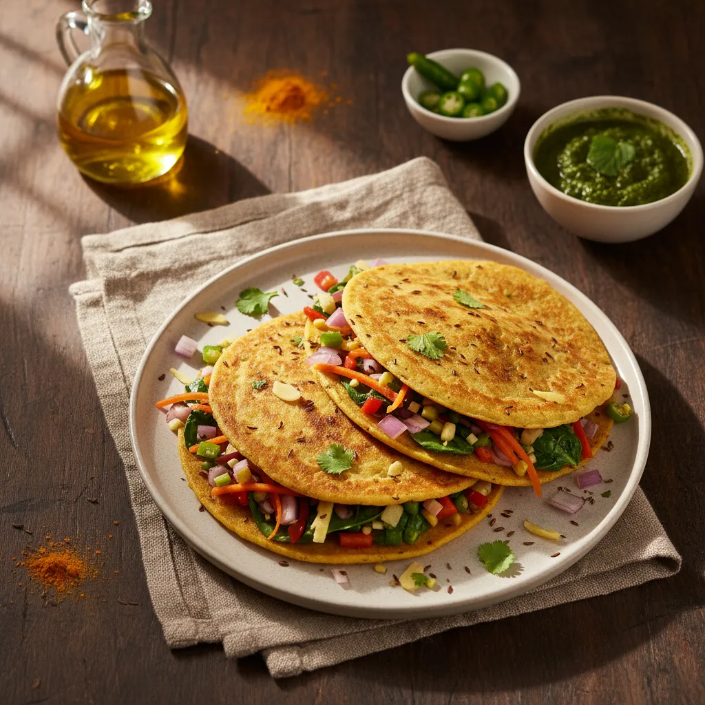 Vegetable Stuffed Moong Dal Chilla — 49mg sodium per serving