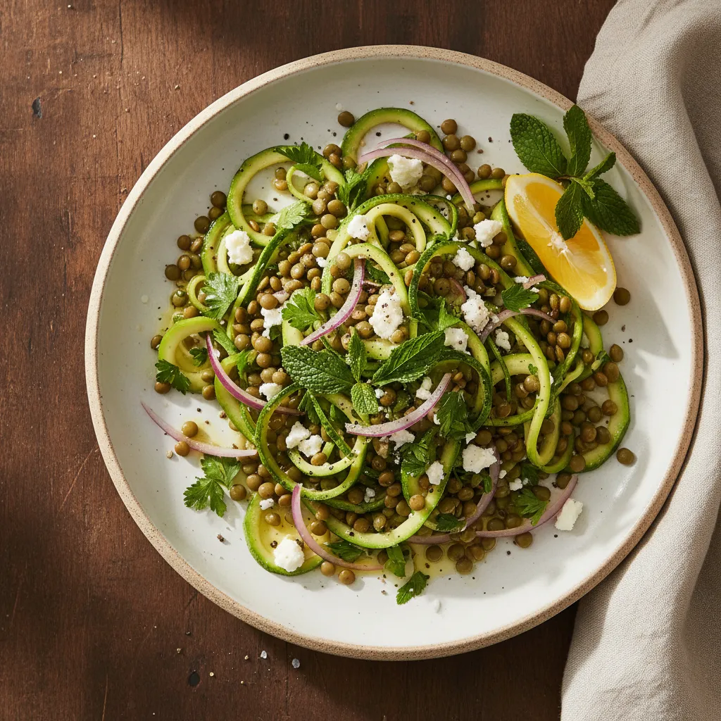 Zucchini and Lentil Salad with Lemon Dressing, a diabetes-friendly Mediterranean recipe