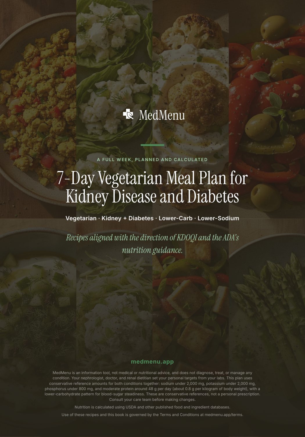 Cover preview of Vegetarian 7-Day Kidney Disease and Diabetes Meal Plan